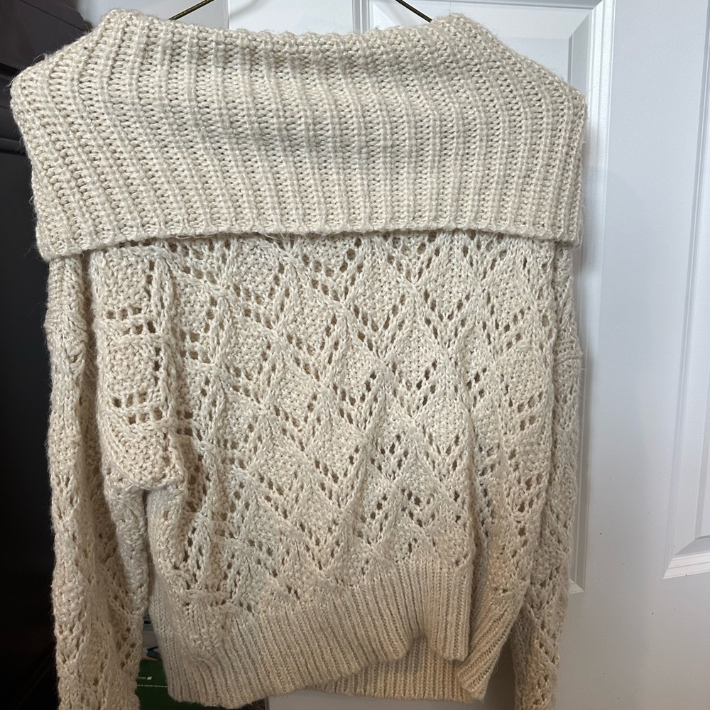 Forever 21 Cream Cowl Neck Sweater